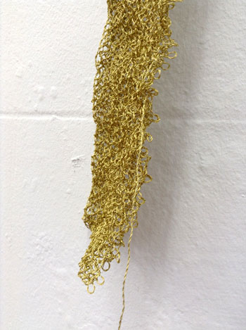 "The Difference Loom" exhibition in situ image with detail of work by Quanta Gauld